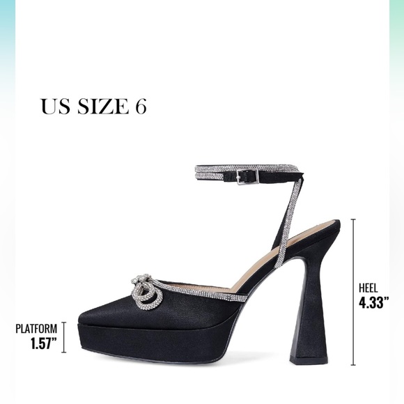 NWT Black Embellished Platform Heel Pumps - Picture 9 of 11